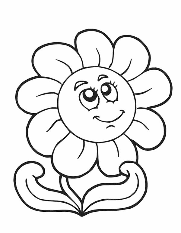 600x775 Smiling Spring Flower Coloring Page Color Luna