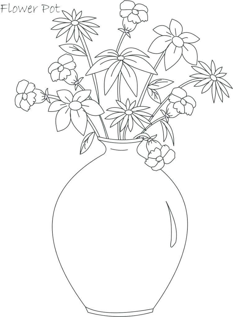 751x1024 Flower Pot Coloring Page Simple Flower Pot Coloring Page Large