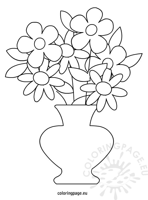 595x804 Flowers Pot Coloring Page