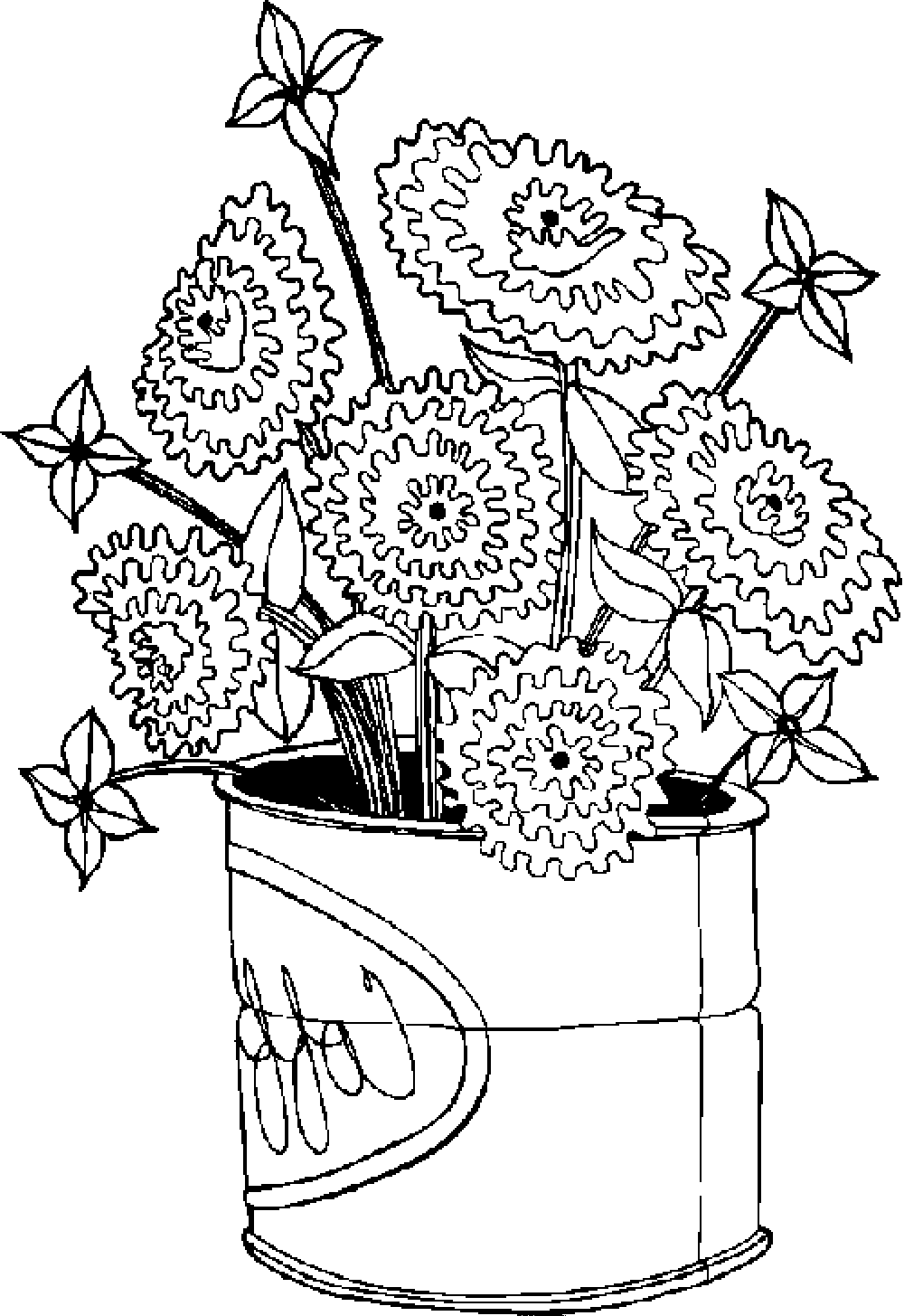 1000x1455 Flower Pot Coloring Page