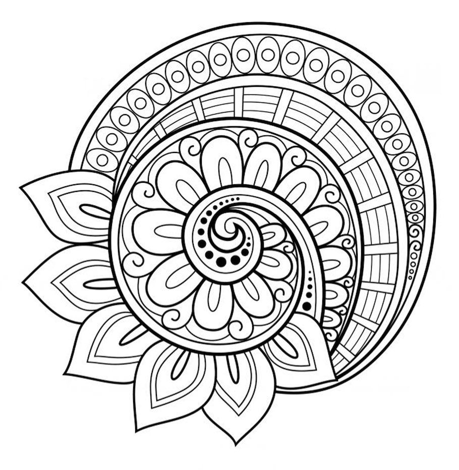 910x931 Flower Mandala Coloring Page