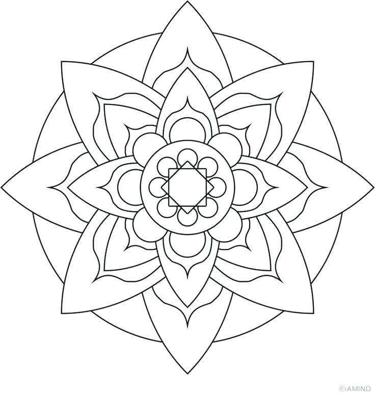 736x771 Adult Coloring Pages Easy Lotus Flower Mandala Coloring Pages Easy