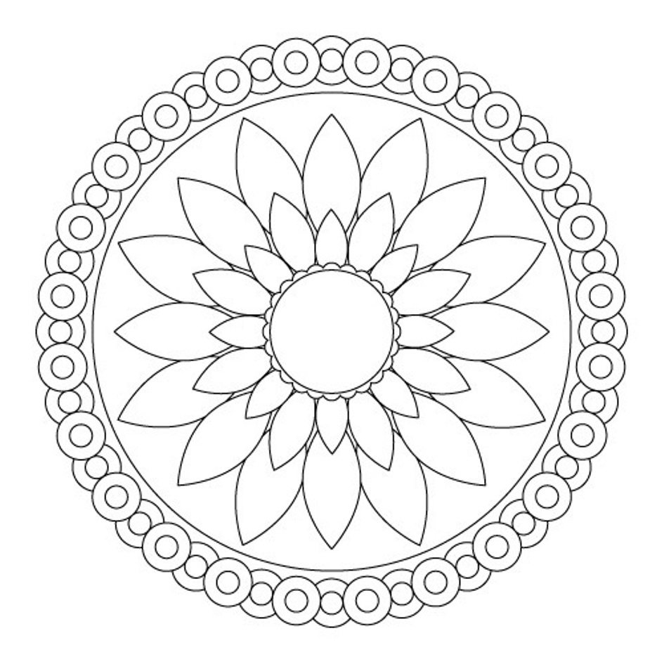 945x945 Cool Simple Flower Mandala Coloring Pages Free Coloring Pages