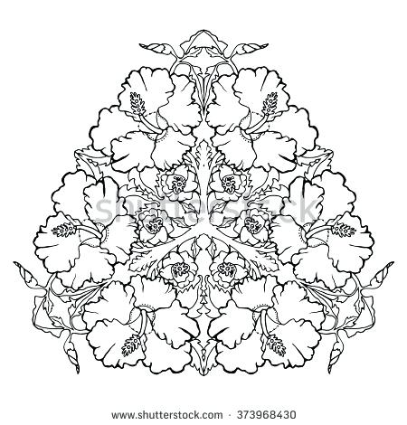 450x470 Hibiscus Flower Mandala Coloring Page Adults Stock Vector Cute