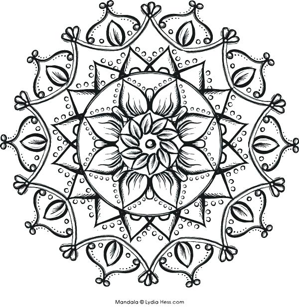 600x617 Intricate Flower Coloring Pages Flower Mandala Coloring Pages