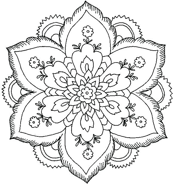 580x615 Flower Pattern Coloring Pages Printable Coloring Black White