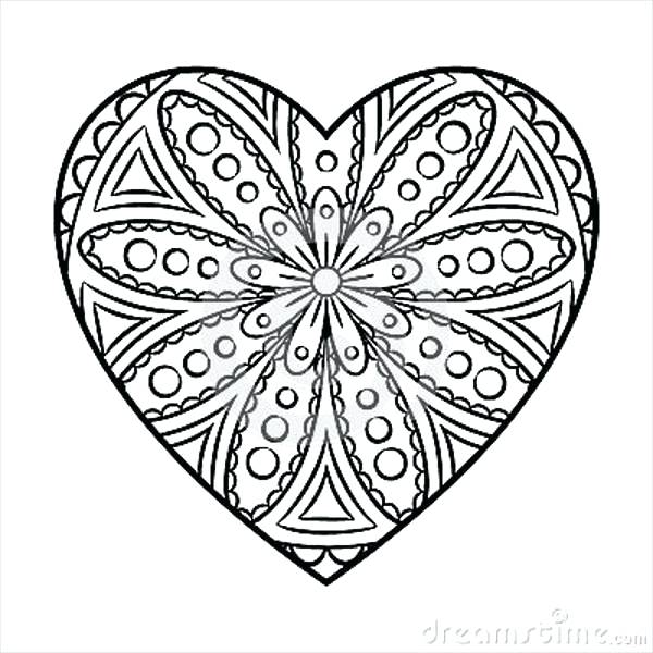 600x600 Coloring Design Pages Heart Shape Coloring Page Flower Pattern