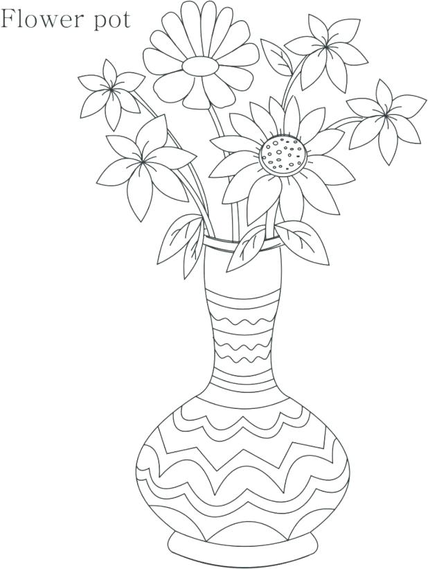 618x821 Flower Pot Coloring Page Flower Pot Coloring Page Sketches