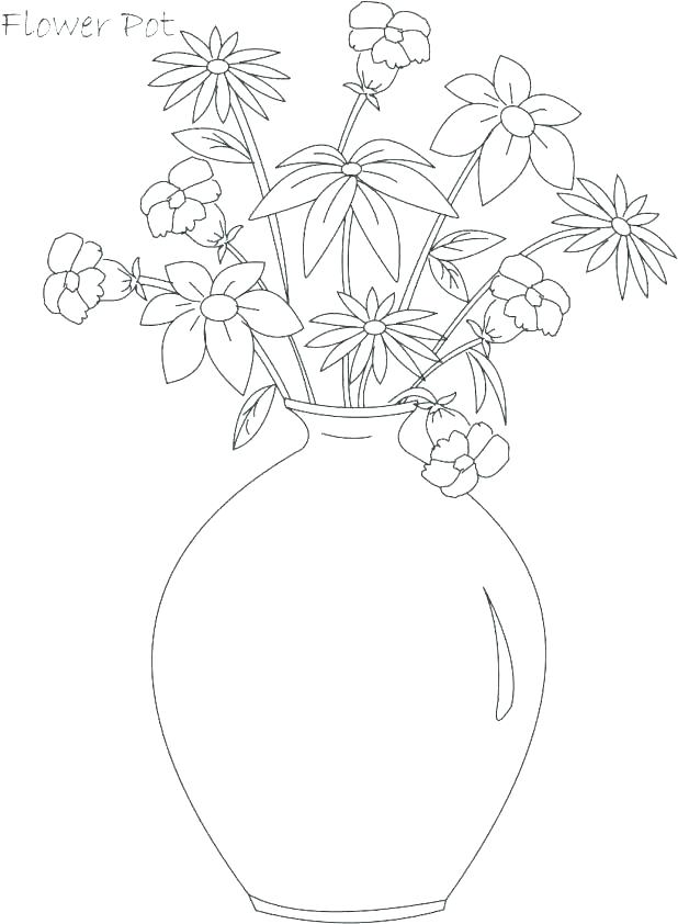 618x842 Flower Pot Coloring Pages Roses In A Pot Coloring Page Flower Pot