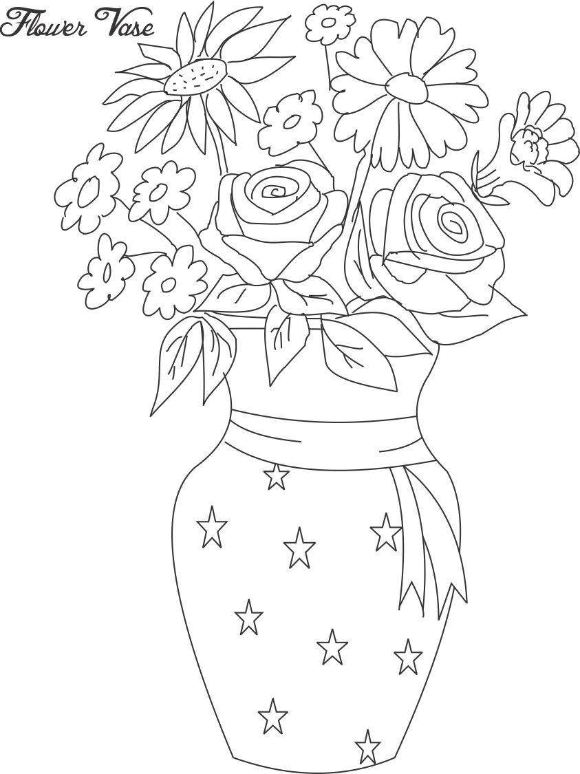 843x1125 Flowerpot Drawing Designs Flower Pot Coloring Page