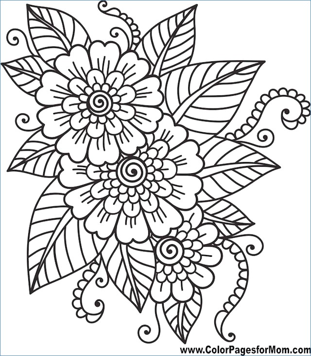 640x732 Easy Printable Flower Coloring Pages