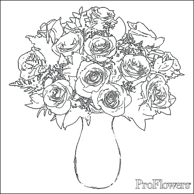 800x800 Flower Vase Coloring Page Printable Roses Coloring Pages
