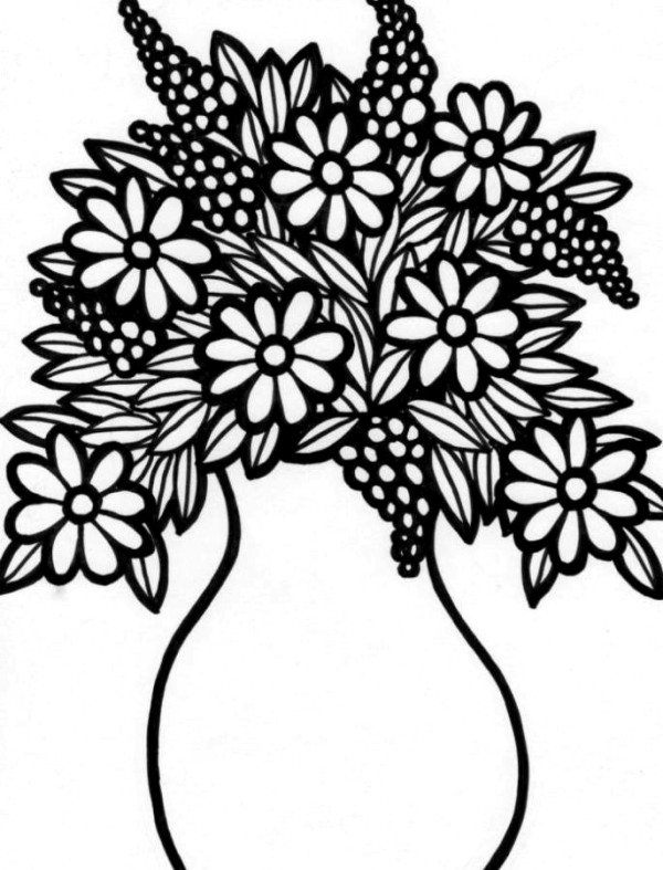 600x787 Flower Vase Coloring Pages