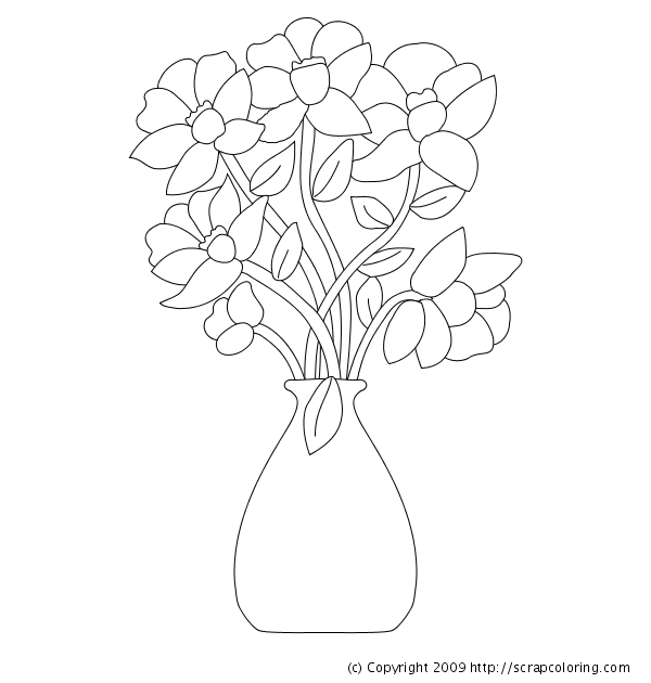 600x630 Flowers In Vase Coloring Page