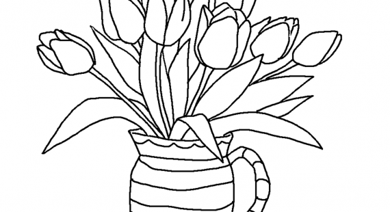 570x310 Printable Flower Vase Coloring Pages Coloring
