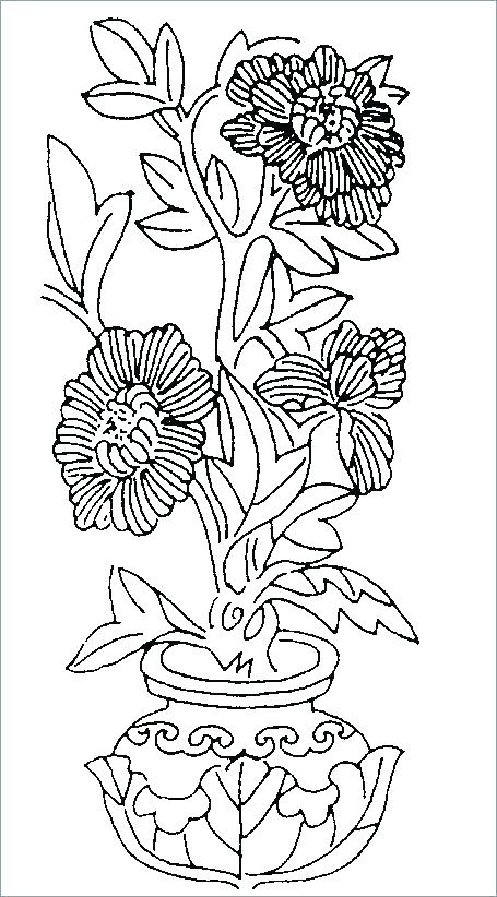 455x822 Coloring Pages Of Flowers For Adults Flower Vase Coloring Pages