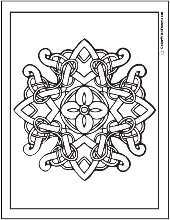 590x762 Celtic Coloring Pages Vines, Circles, Cross Shape