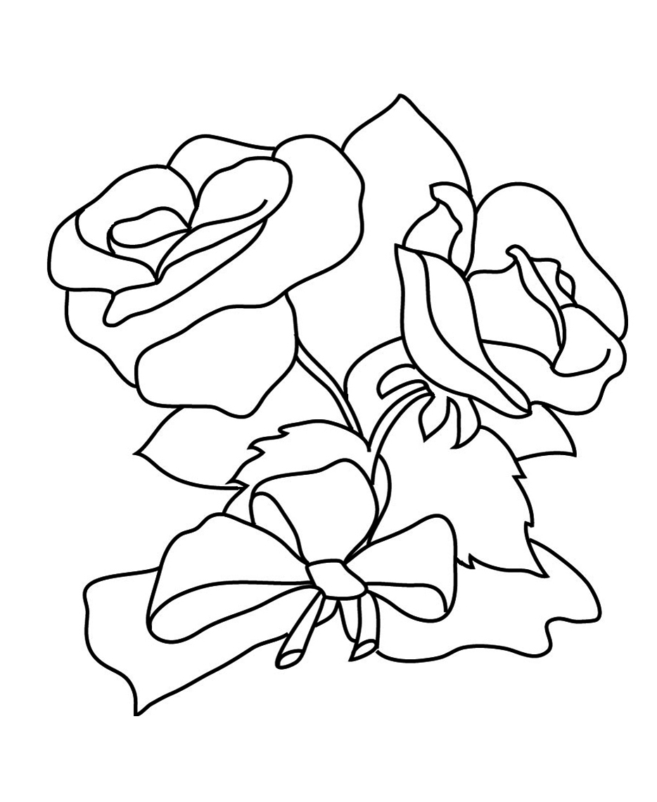 934x1140 Flower Coloring Pages And Rose Bouquet