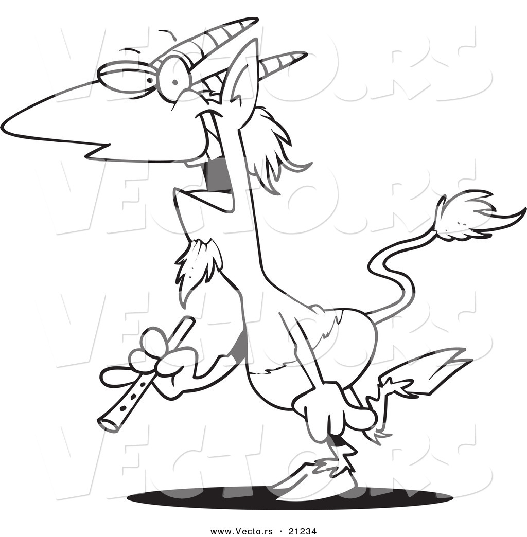 1024x1044 Vector Of A Cartoon Pan Faun Holding A Flute