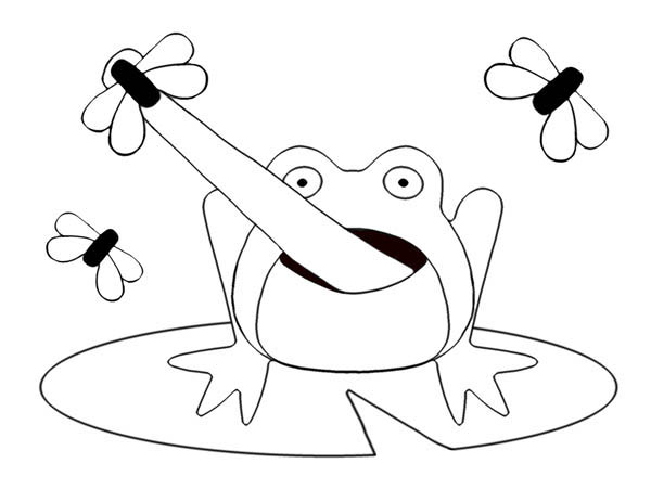 600x463 Picture Of Frog On Lily Pad Catching Flies Coloring Page Color Luna