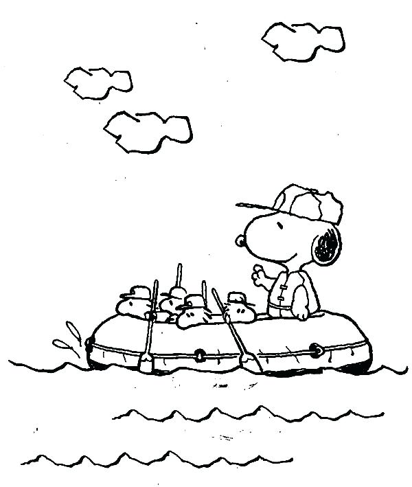 600x709 Flyers Coloring Pages Snoopy Snoopy Rafting With Gang Coloring