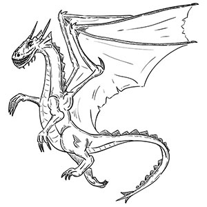 300x300 Flying Dragon Realistic Coloring Pages