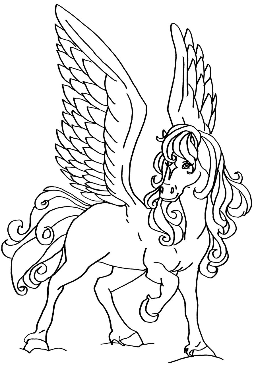 900x1304 Flying Horse Coloring Pages