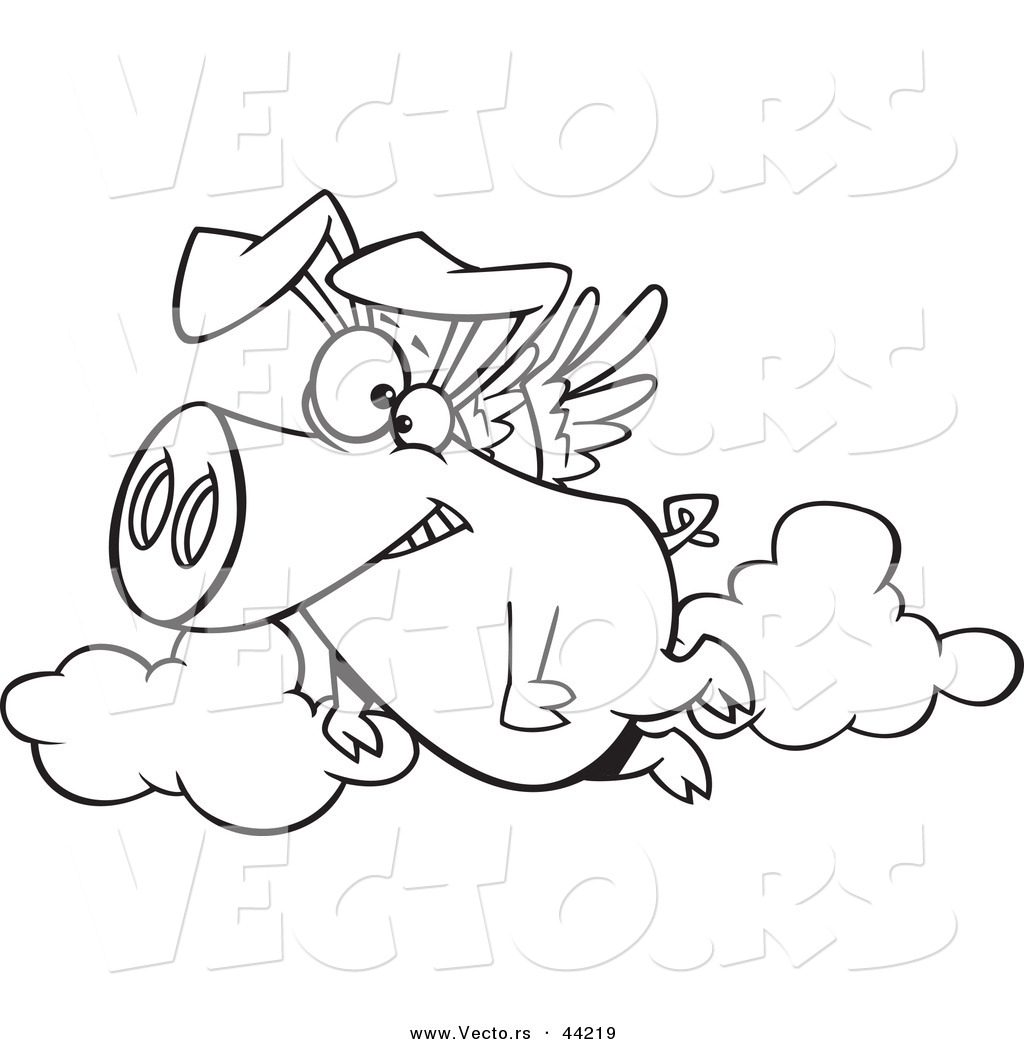 1024x1044 Vector Of A Happy Cartoon Pig Flying