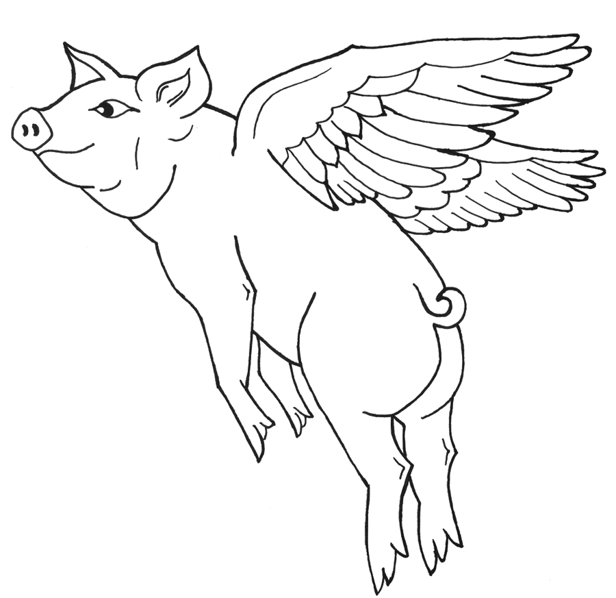 900x873 Colouring Pictures Of Pigs Flying Pig Coloring Pages Kids Coloring