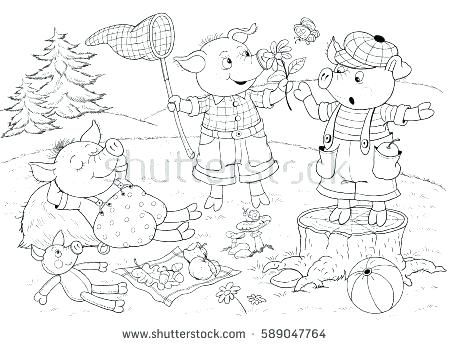 450x346 Three Little Pigs Coloring Pages Disney Flying Pig Sheet