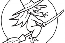 210x140 Coloring Pages Halloween Witch Halloween Flying Witch Free