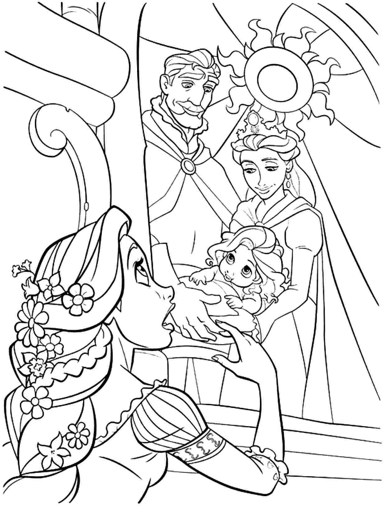 1235x1628 Flynn Rider And Rapunzel Coloring Pages