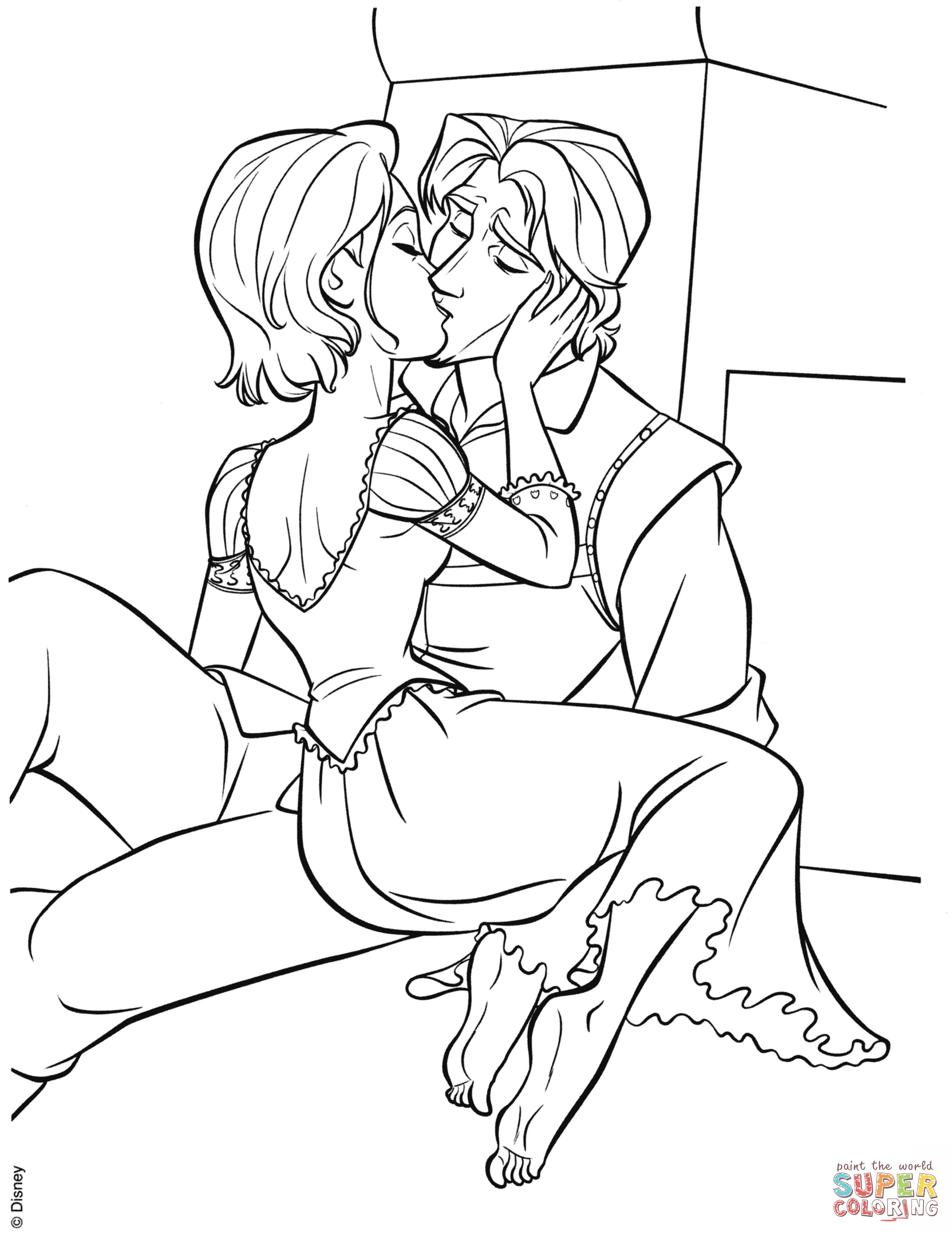 1663x2155 Easily Flynn Rider And Rapunzel Coloring Pages