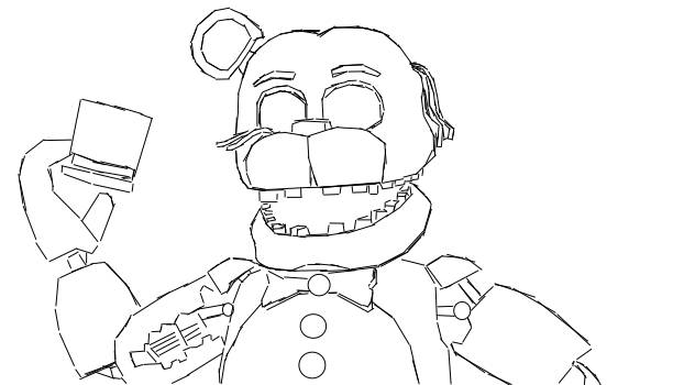 622x350 Withered Golden Freddy Coloring Page
