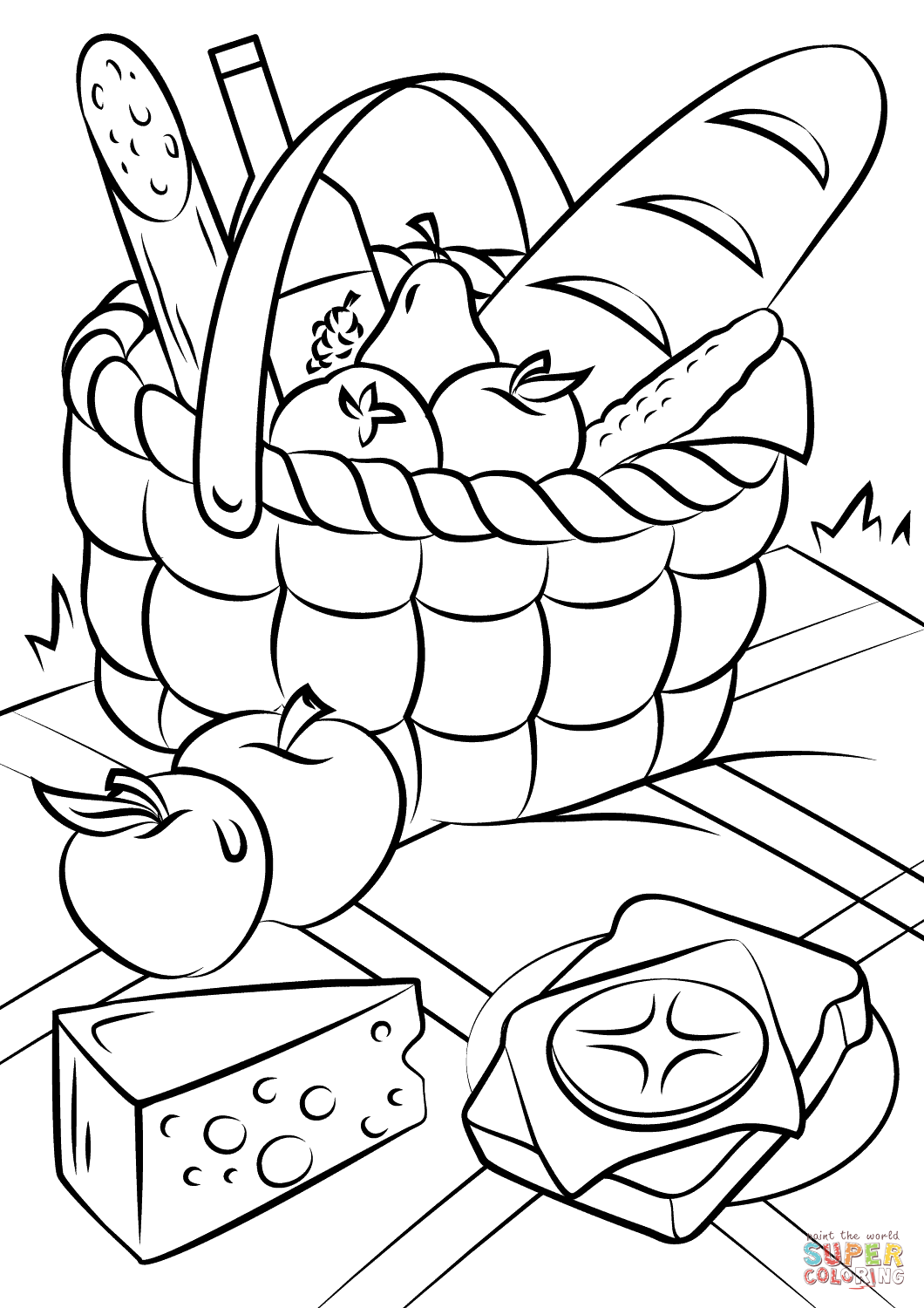 1060x1500 Picnic Basket Food Coloring Page Pages