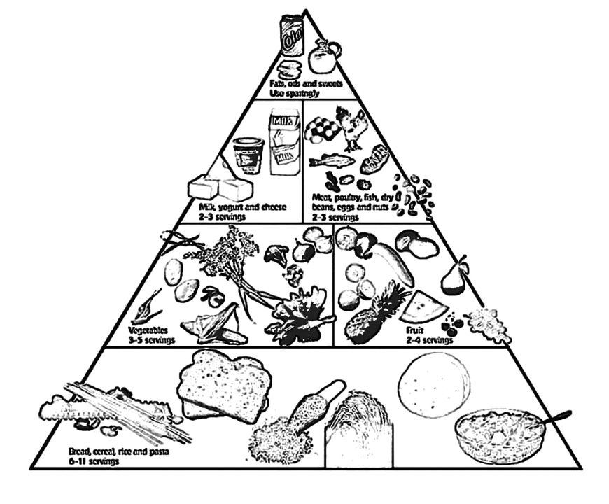 870x720 The Food Pyramid With A Drink And Other Coloring Pages Food