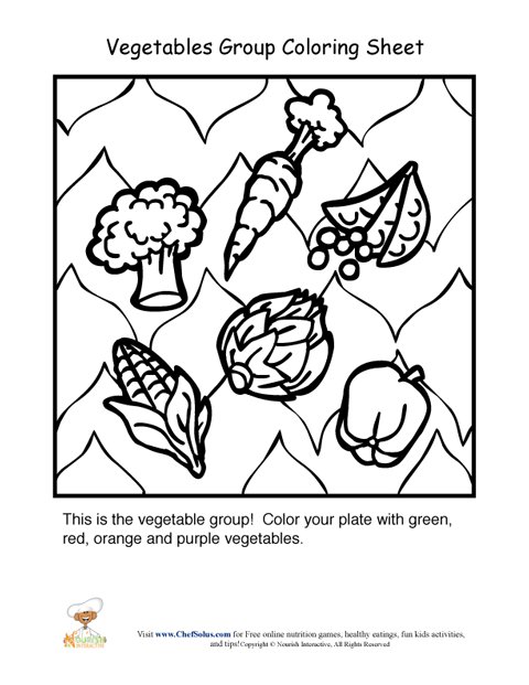 480x621 Vegetables Food Group Coloring Sheet