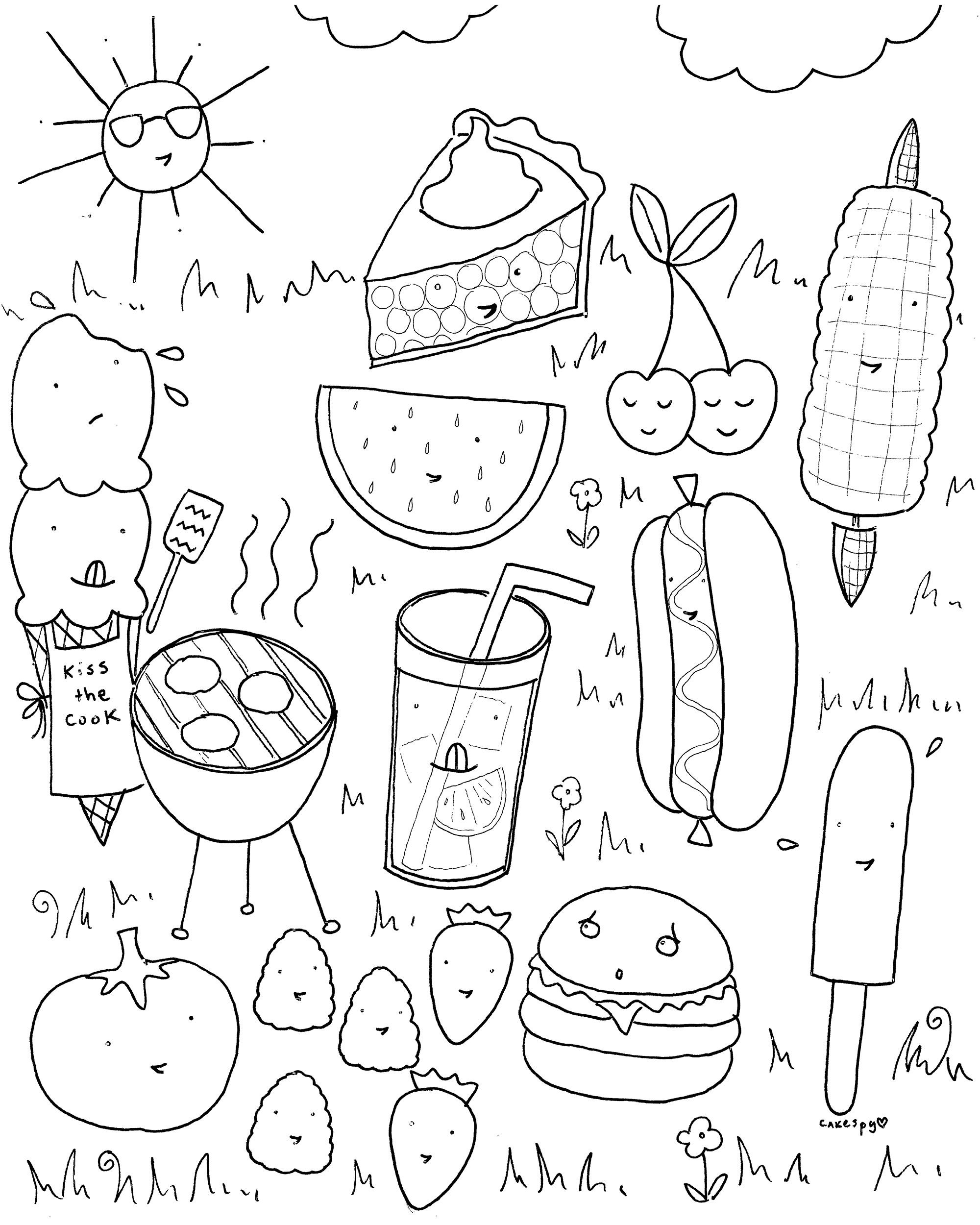 2000x2500 Coloring Pages Food With Faces