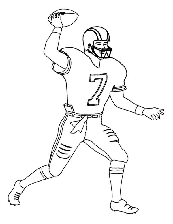 600x776 Football Player Will Throw The Ball Coloring Page Kids Coloring