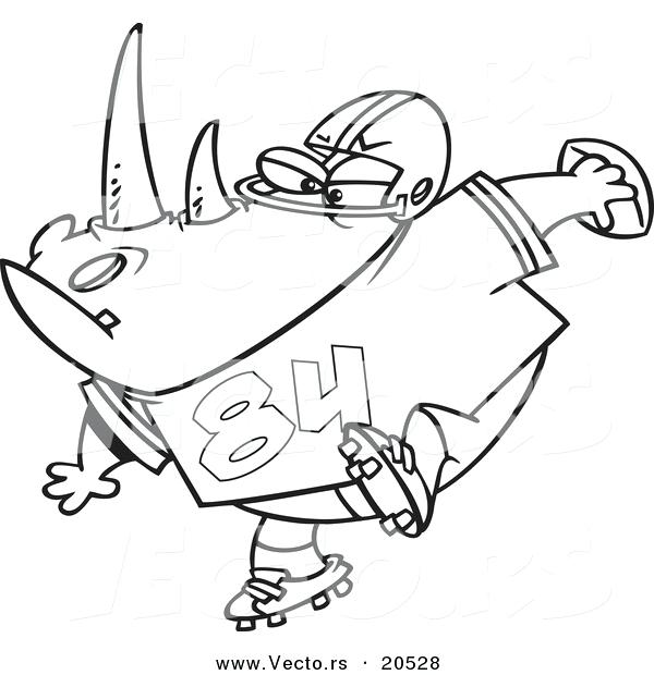 600x620 Vector Of A Cartoon Football Rhino Coloring Page Outline