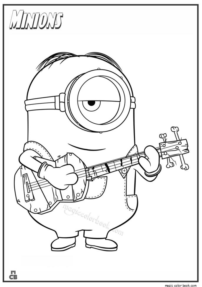 685x975 Minion With Guitar Coloring Pages