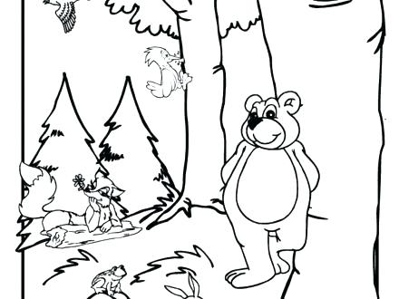 440x330 Woodland Animals Coloring Pages Sleeping Forest Coloring Page