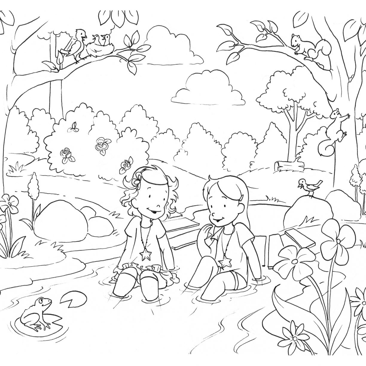 1224x1224 Fairy Forest Adult Coloring Page Vector Stock Pages For Adults