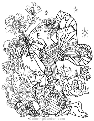 300x388 New Adult Coloring Pages Fairy, Forest Creatures, Pug, And More