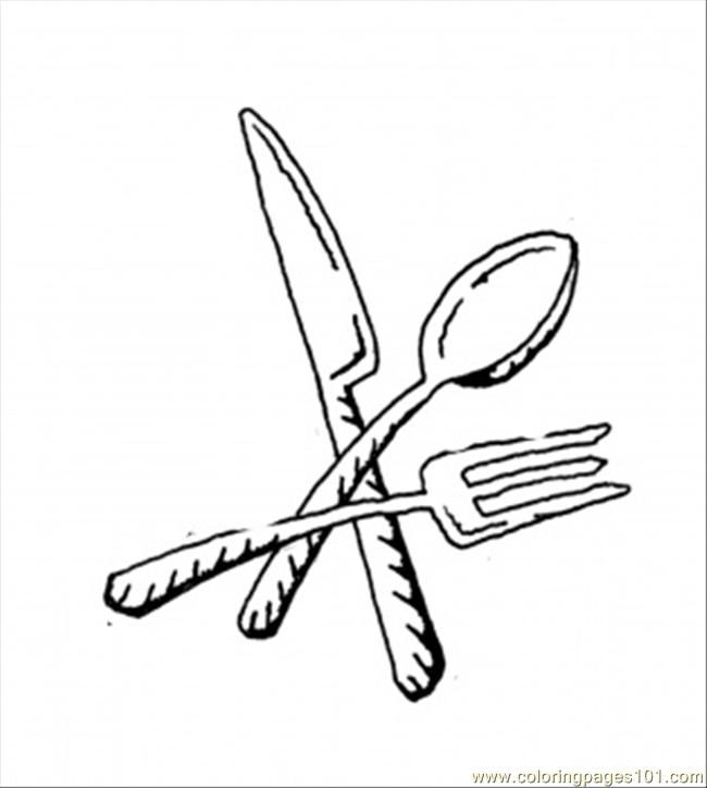 650x724 Fork Spoon And Knife Coloring Page