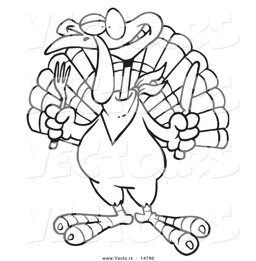 1024x1044 Vector Of A Cartoon Turkey Bird Holding A Knife And Fork