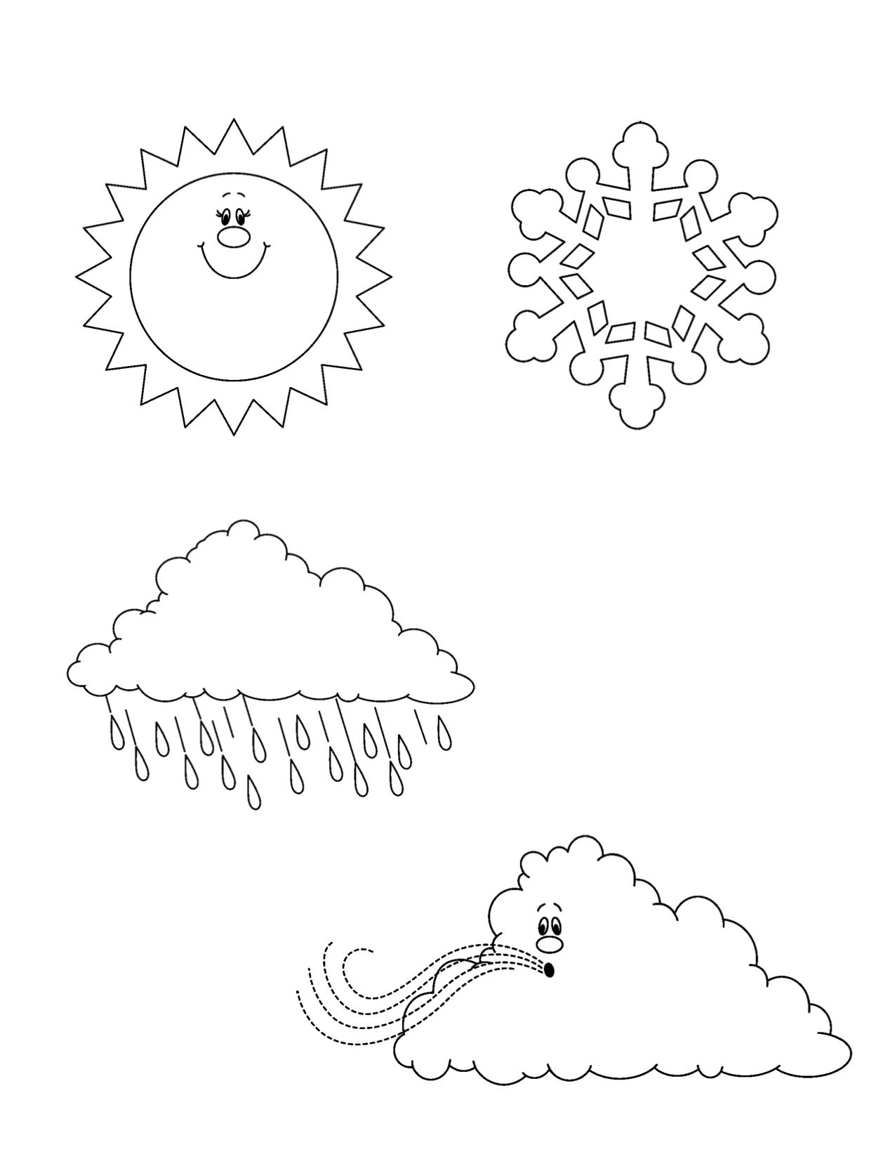 1275x1650 Weather Coloring Page Four Seasons Free