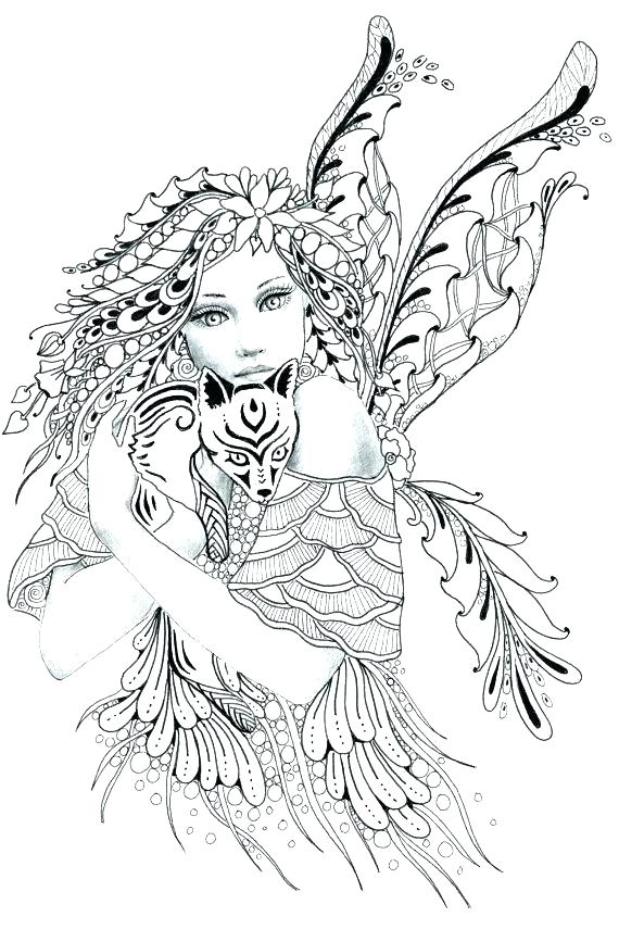 570x855 Free Fairy Coloring Pages For Adults Fairy Coloring Page Adult