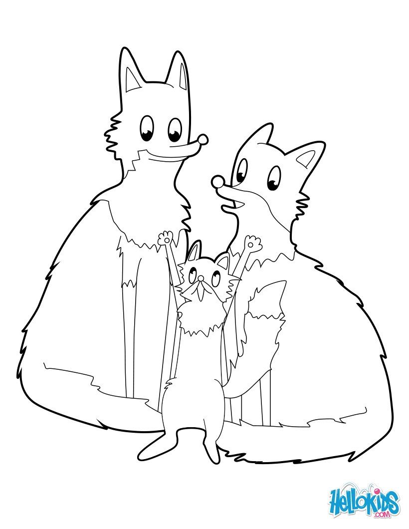 820x1060 Fox Family Coloring Pages