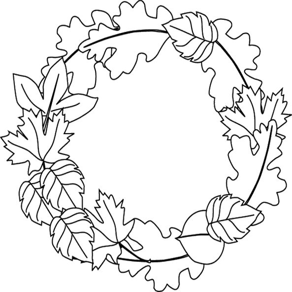 593x592 Frame Made Leaves Coloring For Kids